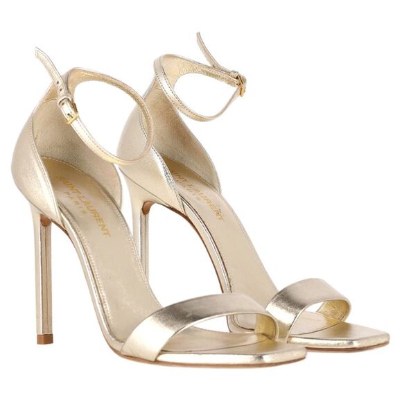Saint Laurent Amber 105 Ankle Strap Sandals in Gold Leather - Picture 5 of 7